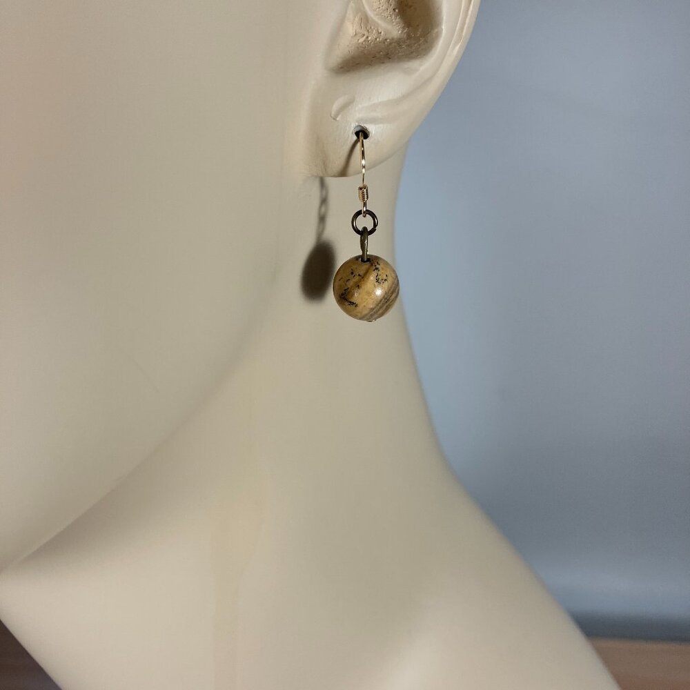 Handcrafted Picture Jasper Earrings (1/2" Long)